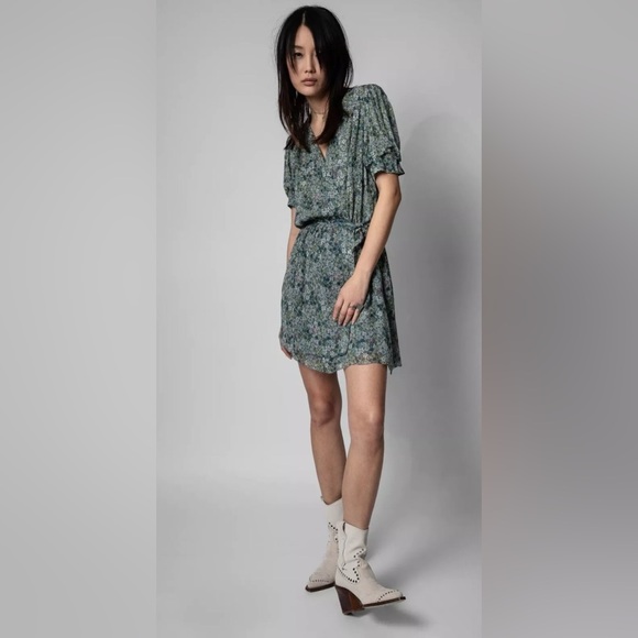 Zadig& Voltaire Betty Mousseline Liberty Garden Floral Wrap Dress, Mini, S - Picture 2 of 15